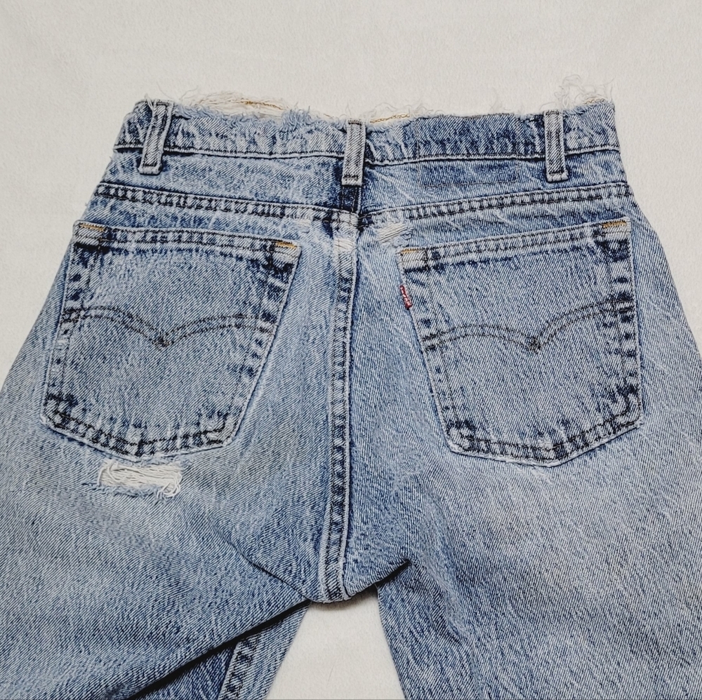 80s Levi's Vintage Distressed Acid Wash Slim Fit High Waist Ribcage Denim Jeans - Picture 11 of 15